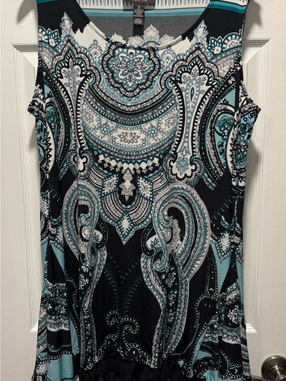 Style & Co. Black, Teal & White Paisley-Print Sleeveless Tank